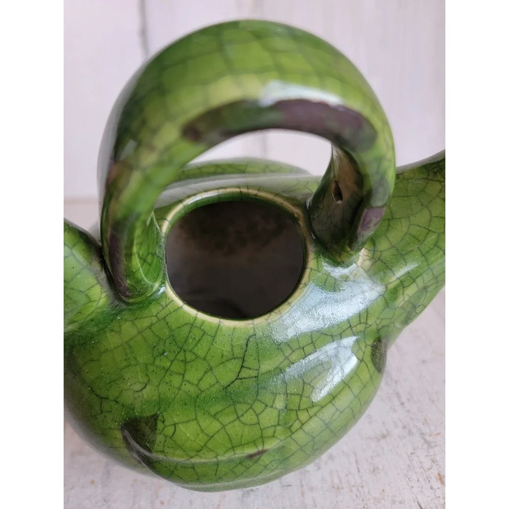 Vintage green chicken watering can picture hen ceramic kitchen home decor